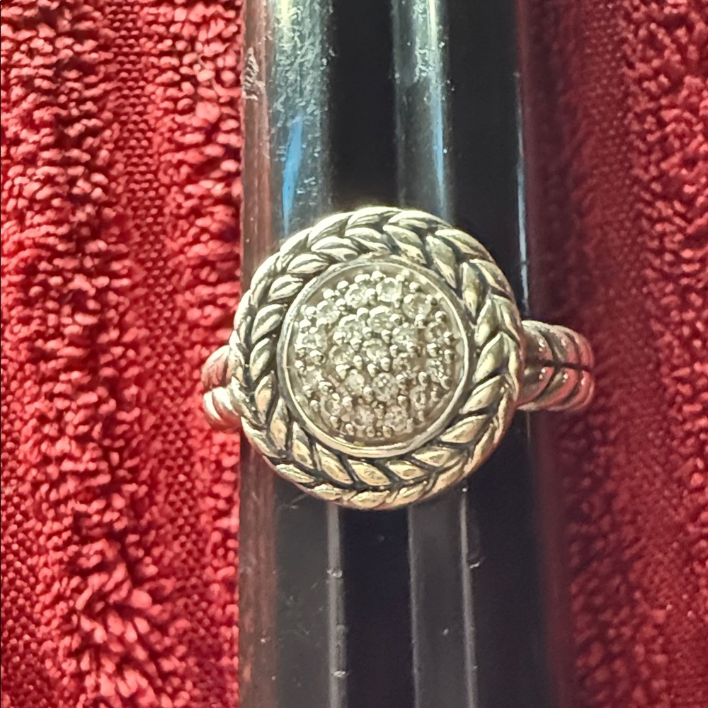 JAI John Hardy Sterling Silver Diamond Disc Ring 925 Rope Band 7g